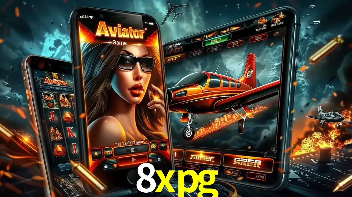 O popular jogo de apostas Aviator exibido em vários celulares e tablets, mostrando a interface emocionante e a ação de voo disponíveis para jogar agora no 8xpg.